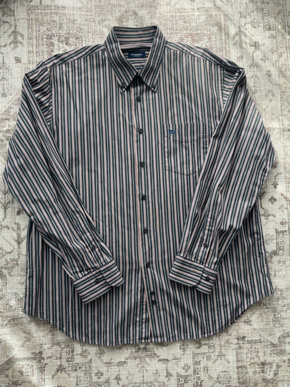 Burberry Vintage Button-Up Multi Stripe Cotton Shirt